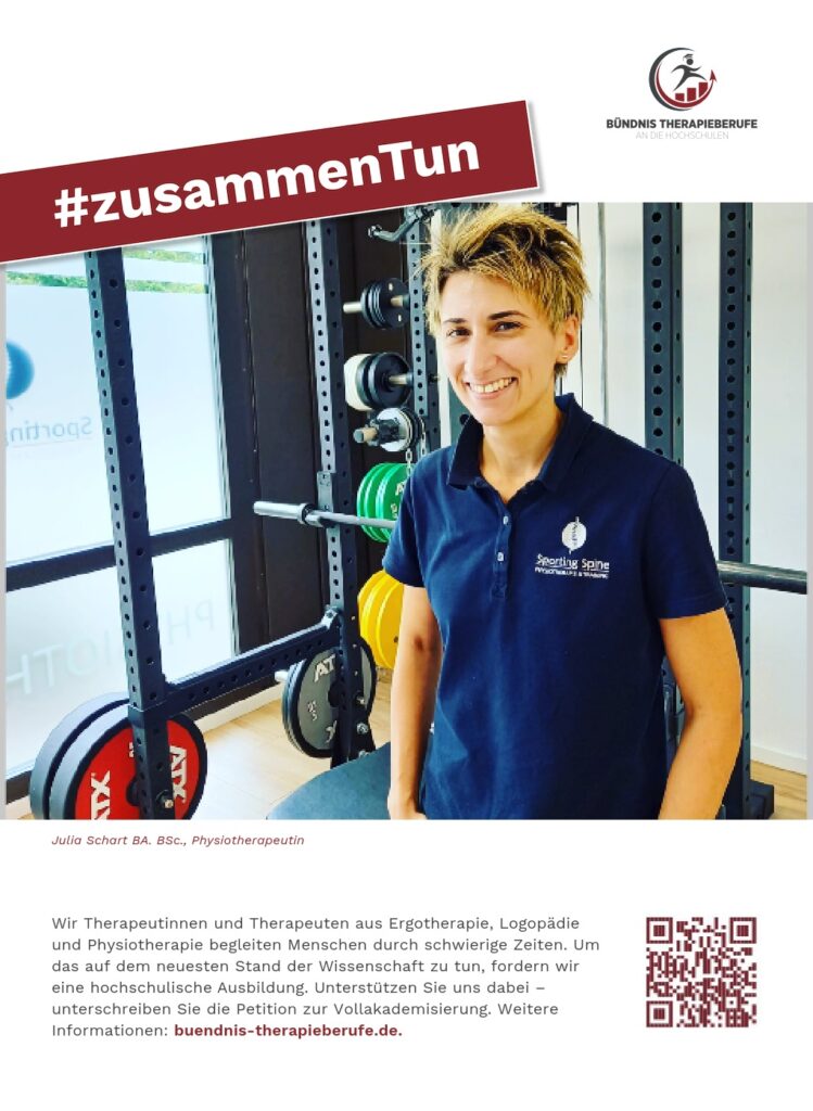 Kampagne Bündnis Therapieberufe zur Vollakademisierung der Ausbildung - Plakat Physiotherapeutin Julia Schart